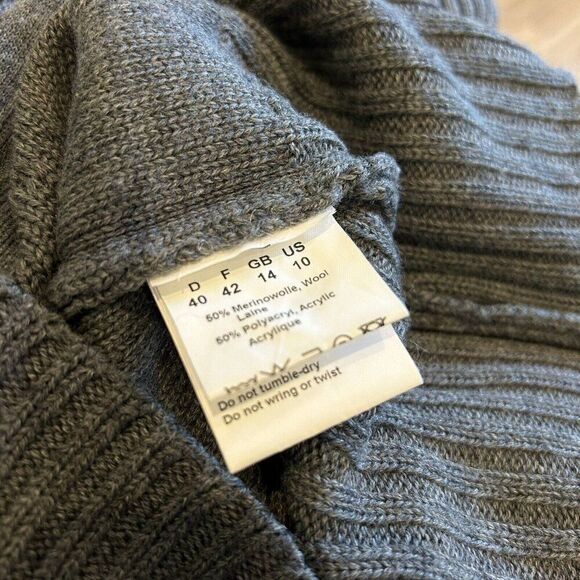 OLSEN Europe Vtg Gray Turtleneck Size 10 Merino Wool Acrylic Blend Zipper Detail - Picture 9 of 10